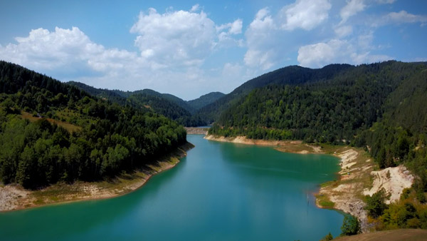 Miran zaliv Zaovinskog jezera na Tari okružen planinama